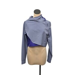 Gymshark Jacket Womens Medium‎ Purple Gray Cropped Hooded Pullover Colorblock